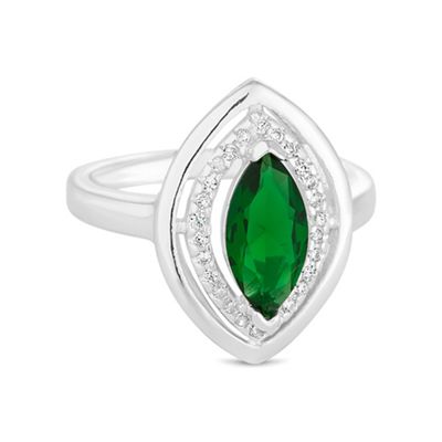 Green crystal navette ring